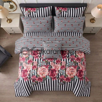 7pc Cotton Comforter Set White Zebra