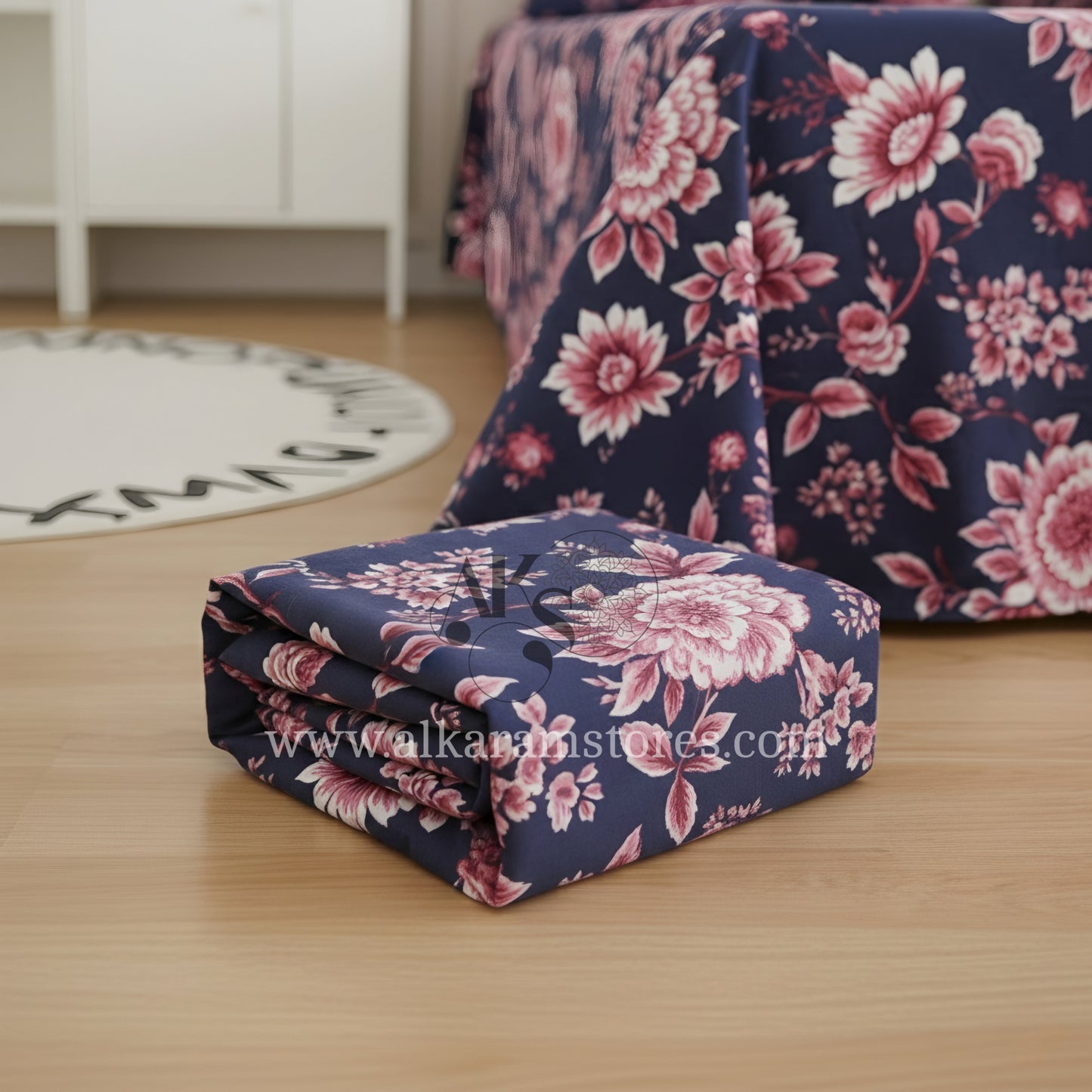 Crystal Cotton 3pc Bedsheet Pink Ornamental