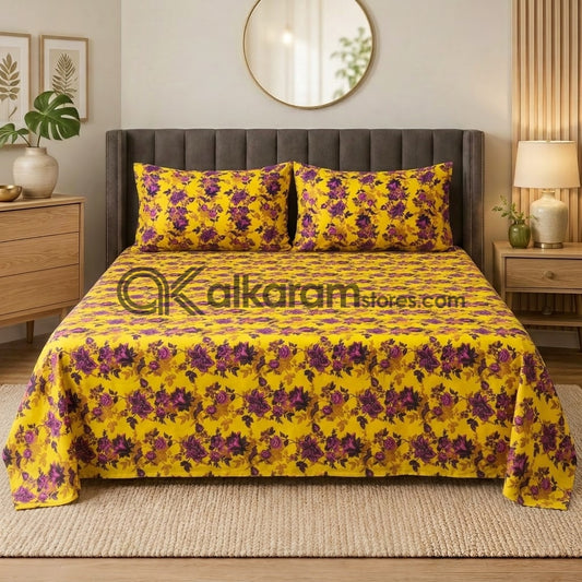 Crystal Cotton 3pc Bedsheet Purple Tapestry