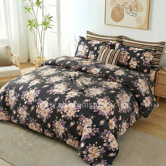 7pc Cotton Comforter Set White Daisy