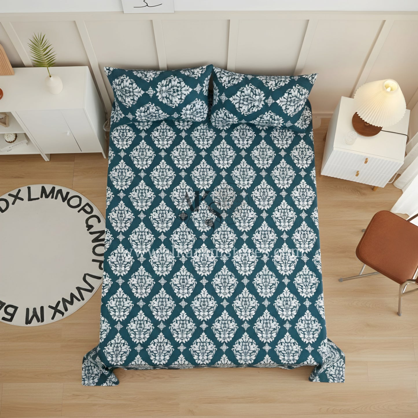 Crystal Cotton 3pc Bedsheet Zinc Diamond