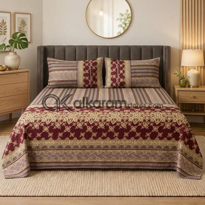 Crystal Cotton 3pc Bedsheet Red Garnet