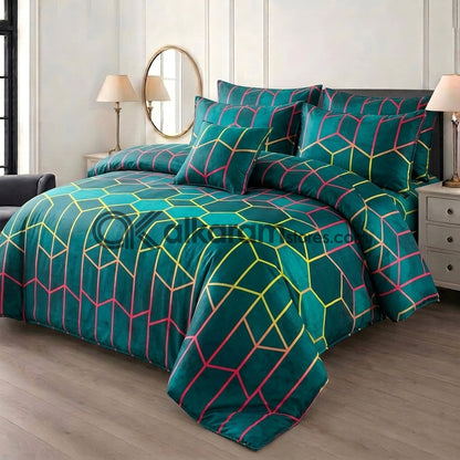 7pc Cotton Comforter Set Emerald Green