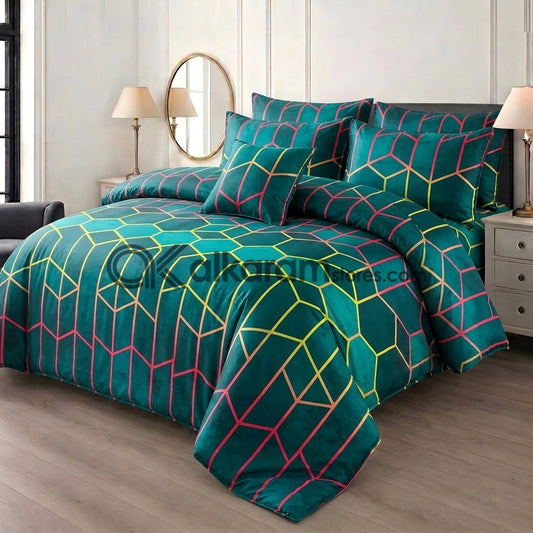 7pc Cotton Comforter Set Emerald Green