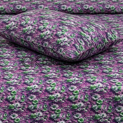 Pure Cotton 3pc Bedsheet Purple Meadow