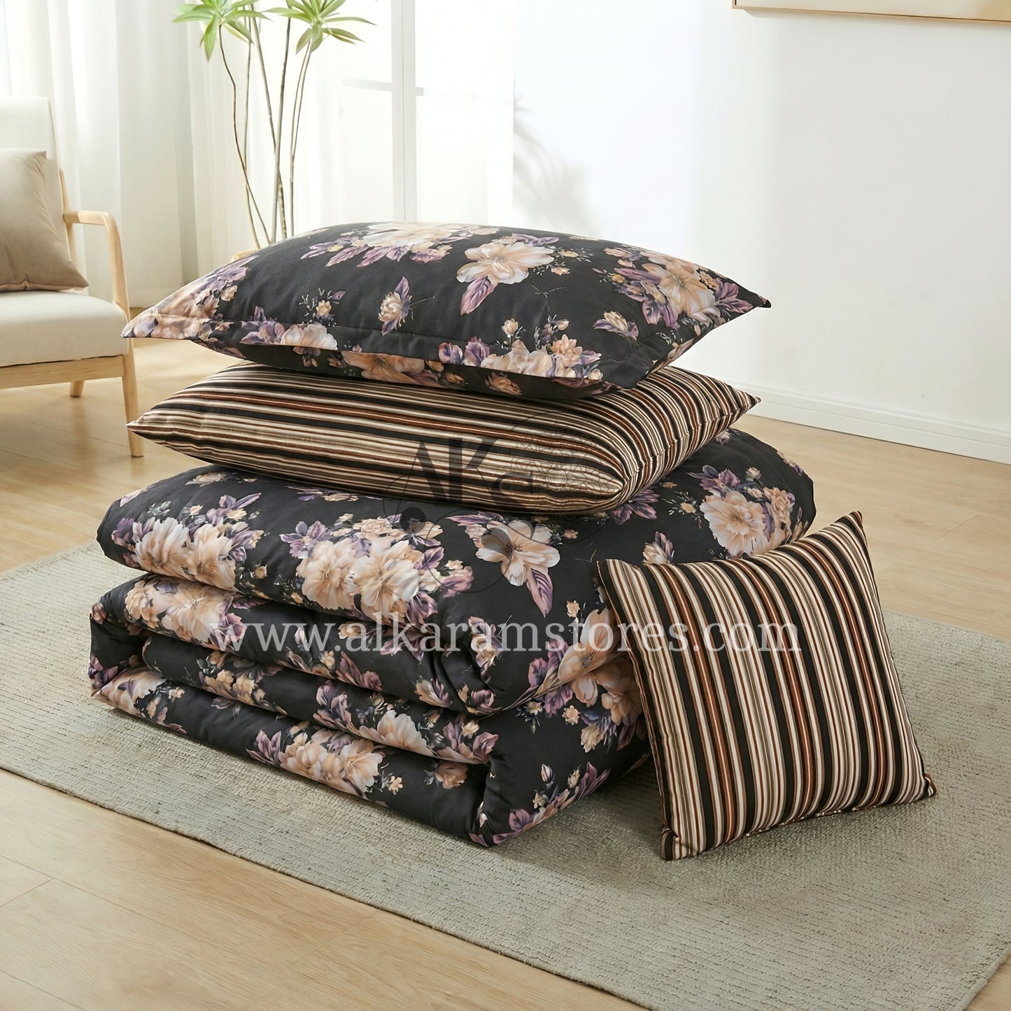 7pc Cotton Comforter Set White Daisy