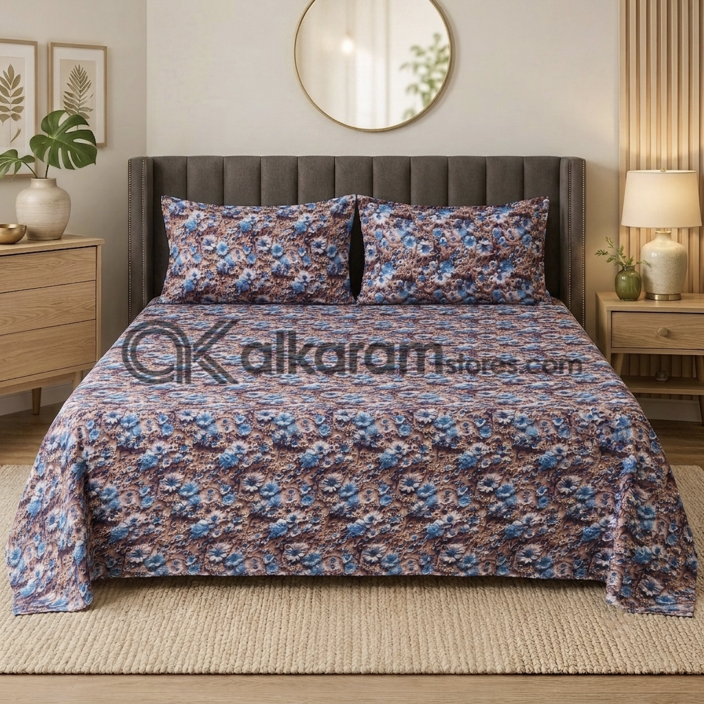 Pure Cotton 3pc Bedsheet Bronze Marina