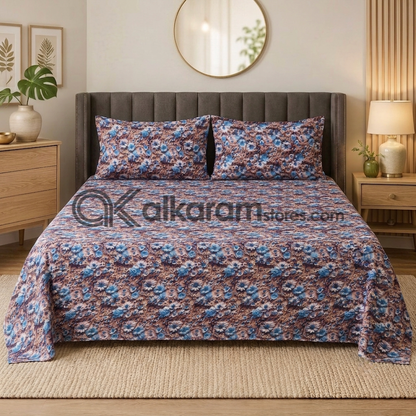Pure Cotton 3pc Bedsheet Bronze Marina