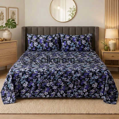 Pure Cotton 3pc Bedsheet Shadow Bloom