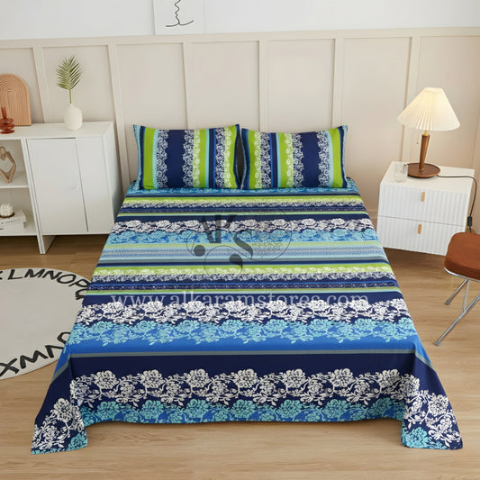 Crystal Cotton 3pc Bedsheet Blue Rhythmic