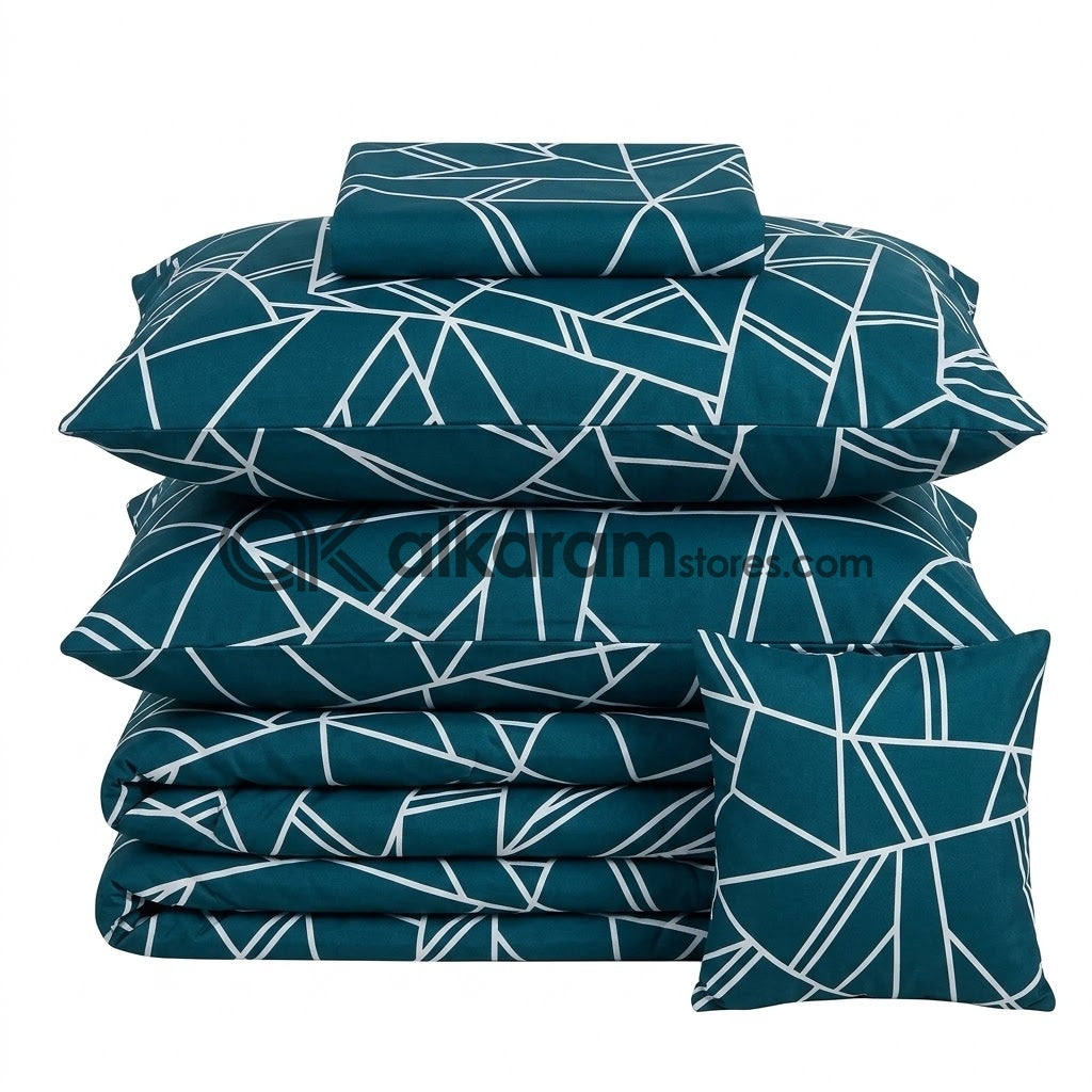 7pc CottonComforter Set Teal Prism