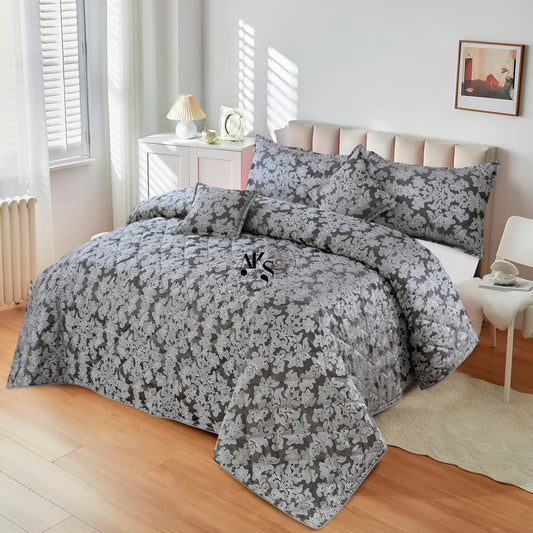 5pc light Silver Paisley Bedspread