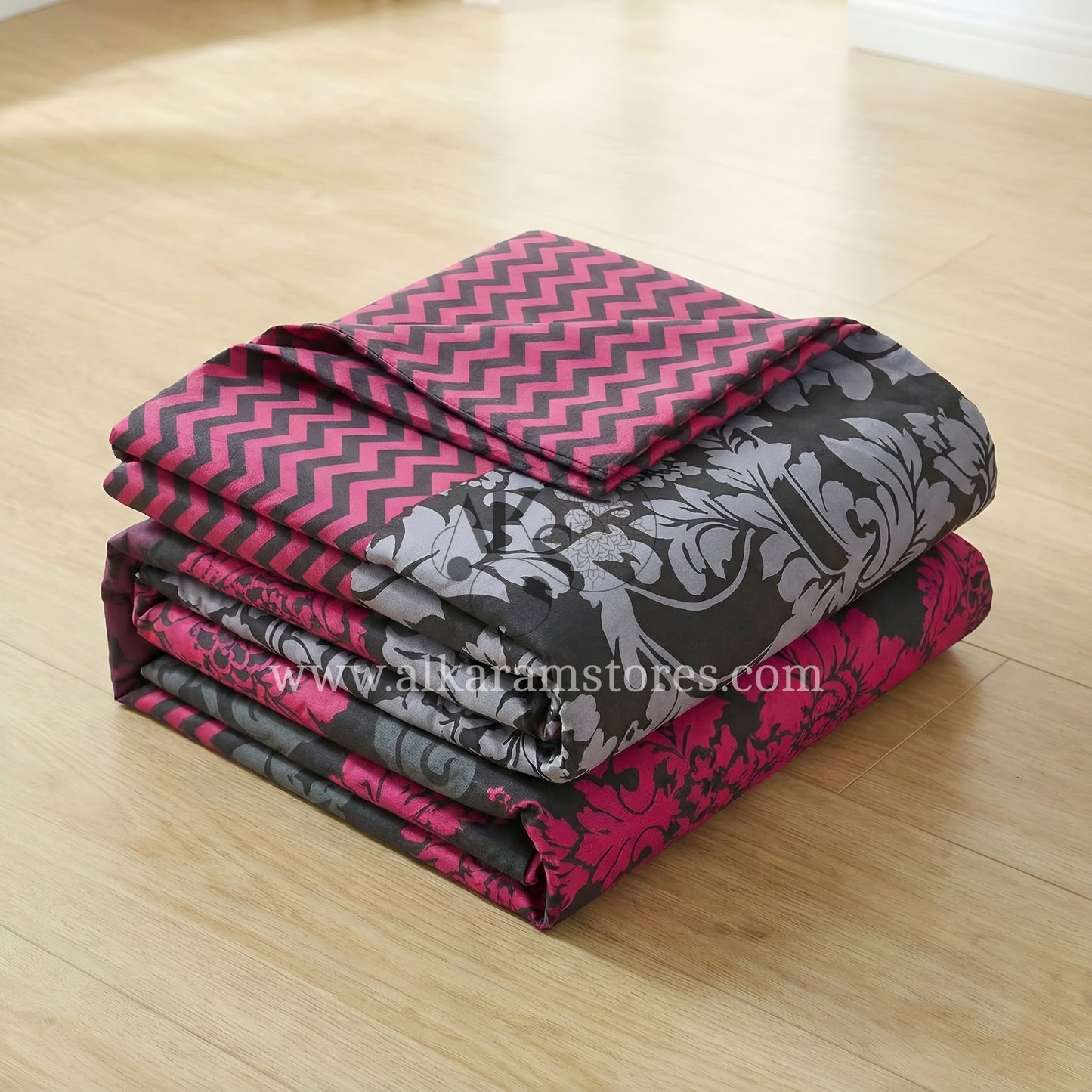 7pc Cotton Comforter Set Purple Chevron