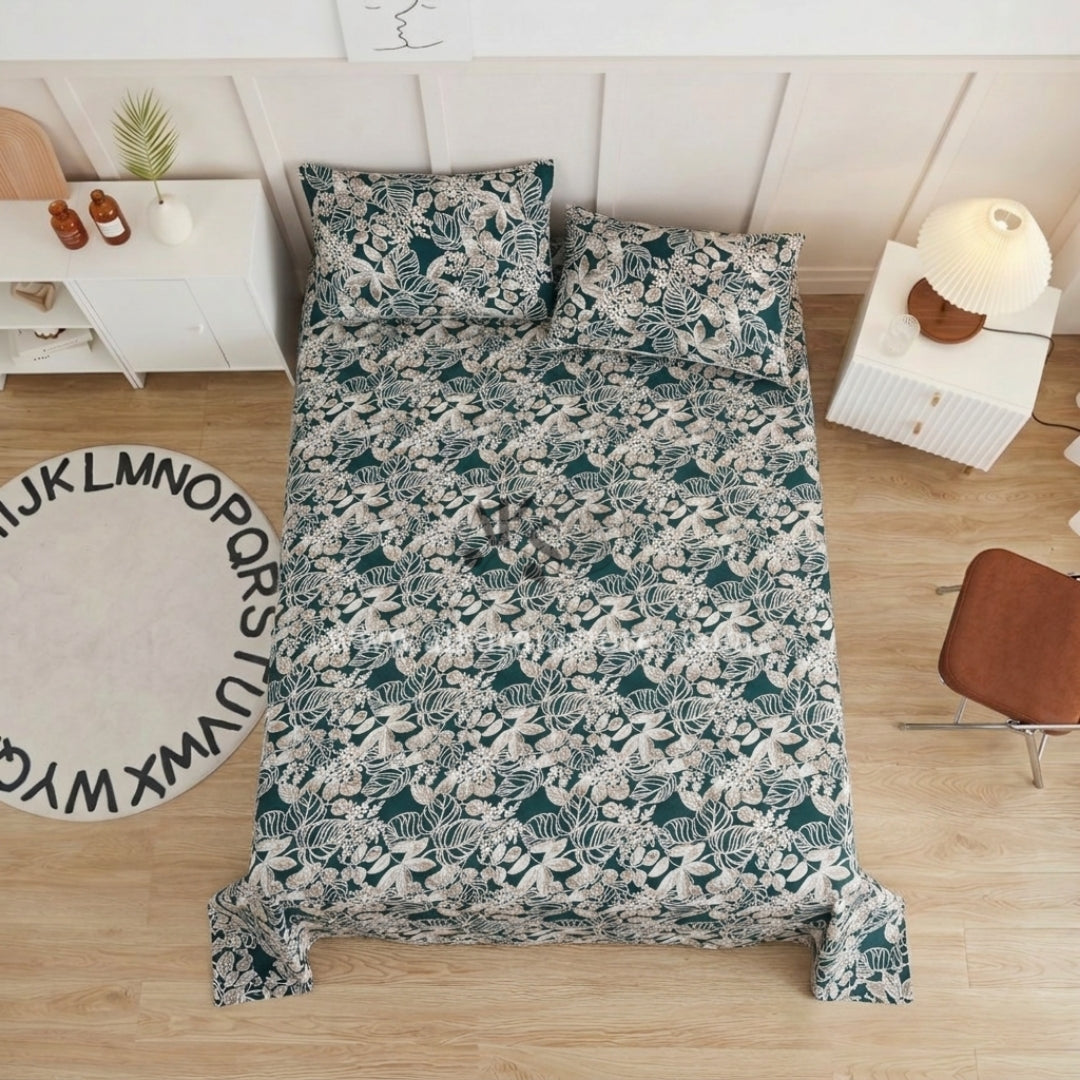 Crystal Cotton 3pc Bedsheet Green Mehream