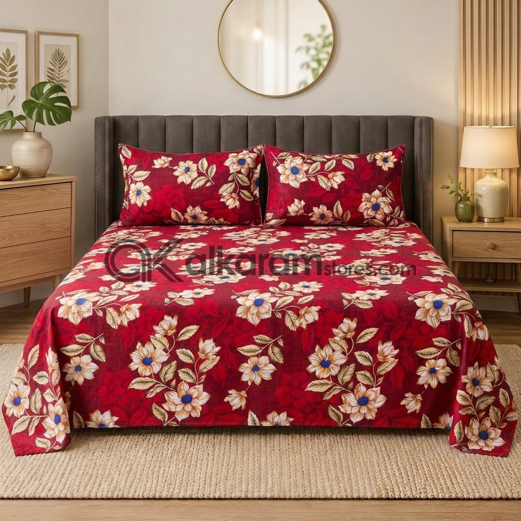 Crystal Cotton 3pc Bedsheet Velvet Ruby