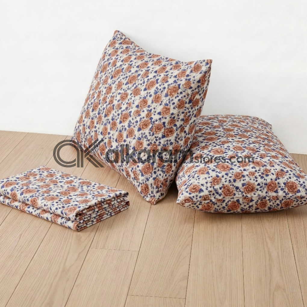 Pure Cotton 3pc Bedsheet Peach Rose