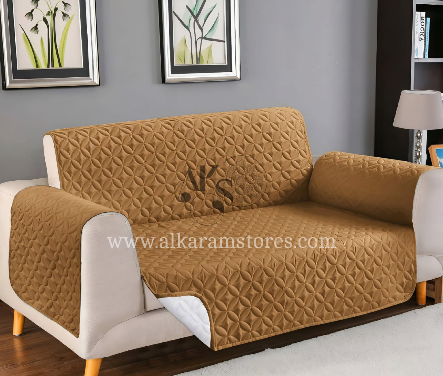 Quilted Dark Beige Sofa Cover