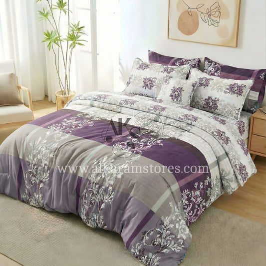 7pc CottonComforter Set Purple Berry