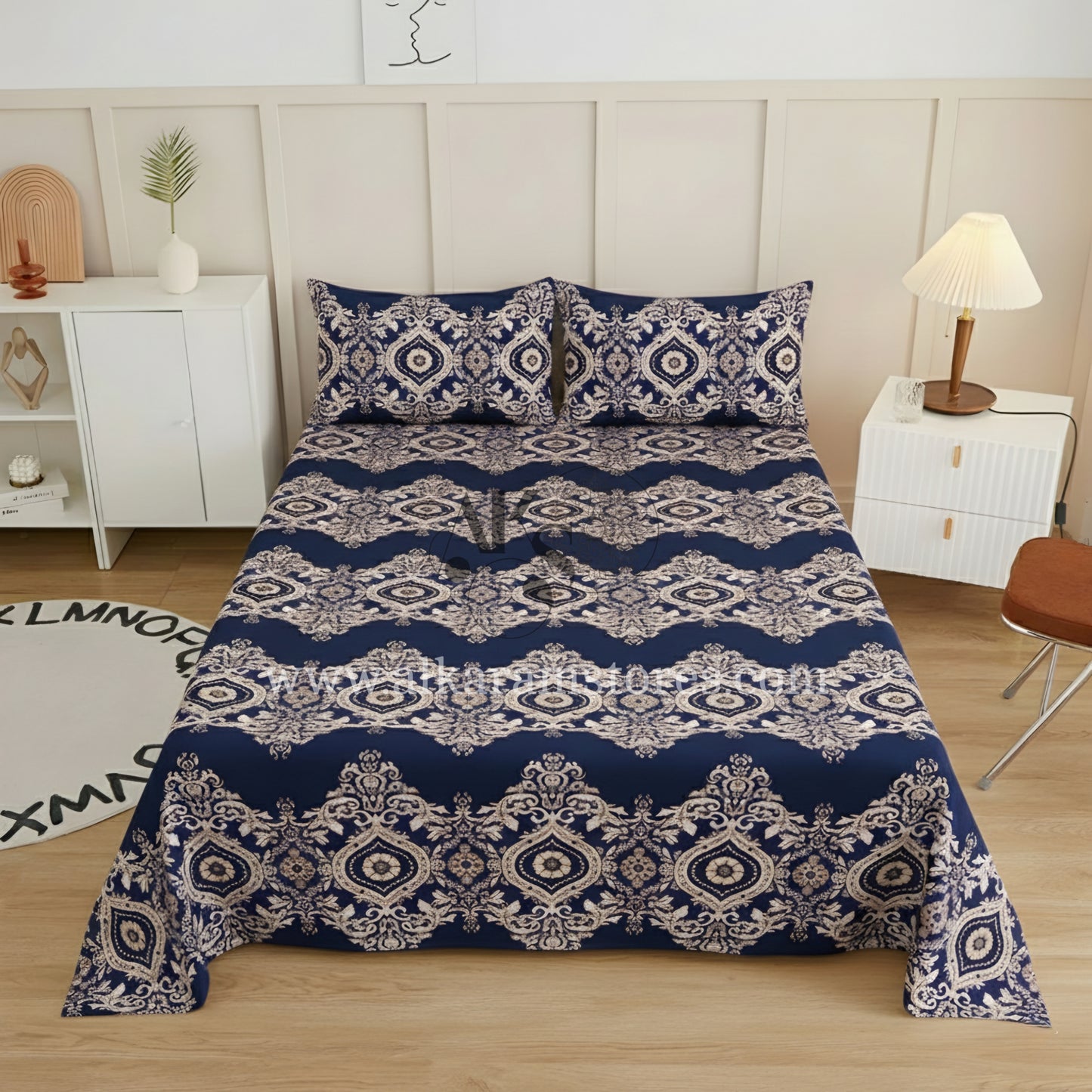 Crystal Cotton 3pc Bedsheet Blue Tapestry