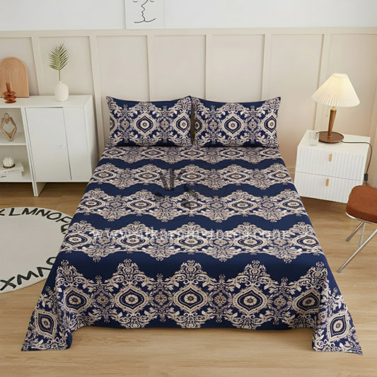 Crystal Cotton 3pc Bedsheet Blue Tapestry