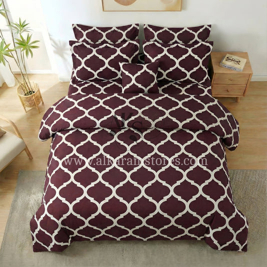 7pc Cotton Comforter Set Red Moroccan