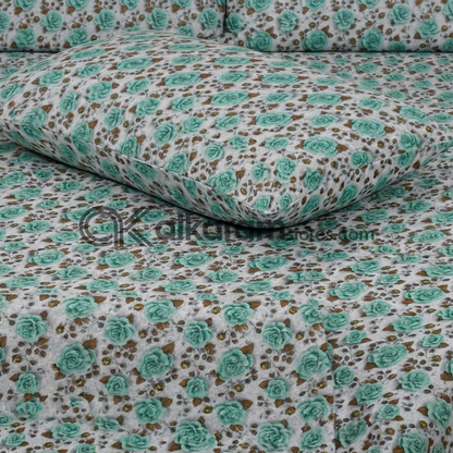 Pure Cotton 3pc Bedsheet Mint Rose