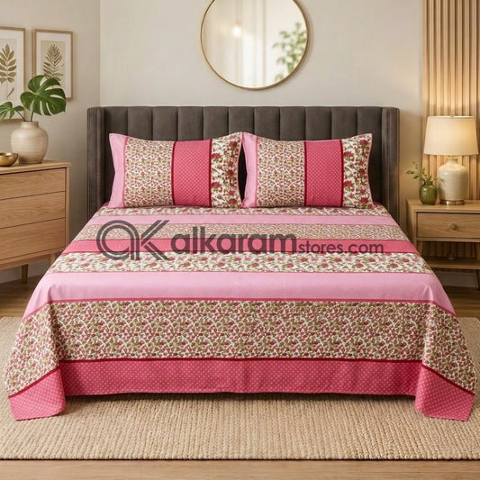 Crystal Cotton 3pc Bedsheet Pink Raspberry