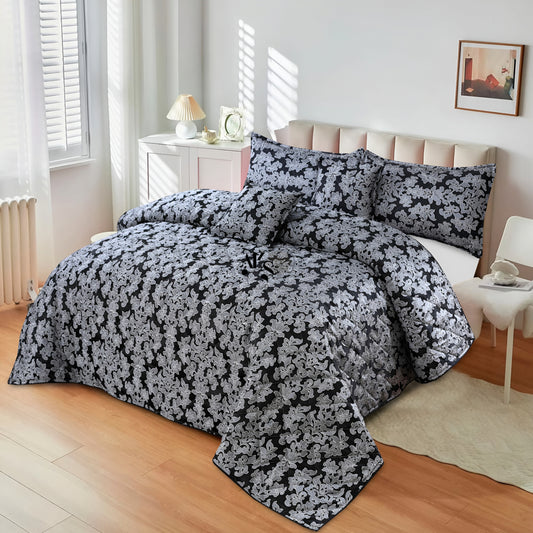 5pc Silver Paisley Bedspread