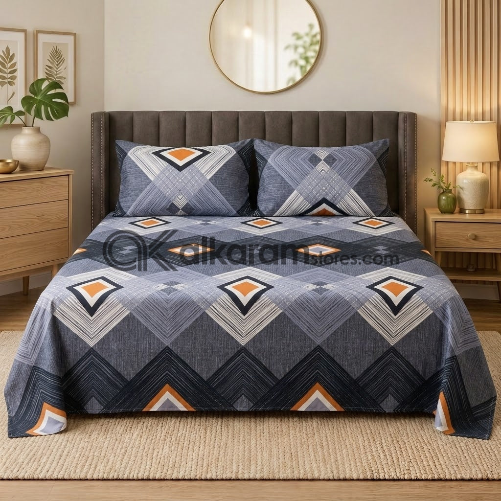 Crystal Cotton 3pc Bedsheet Grey Apex
