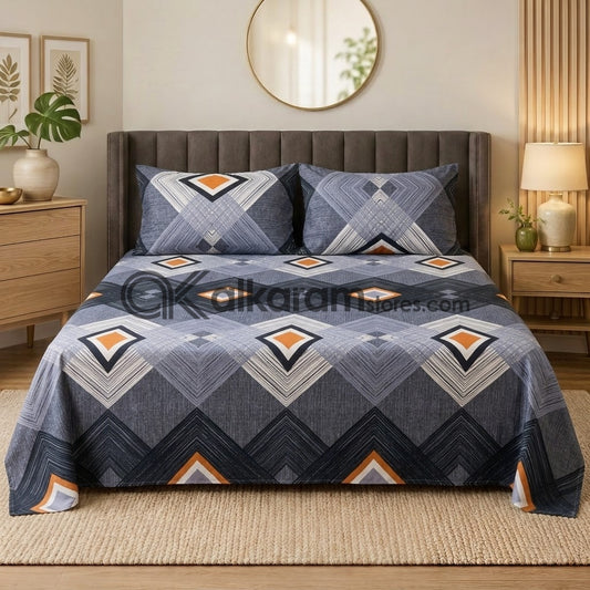 Crystal Cotton 3pc Bedsheet Grey Apex