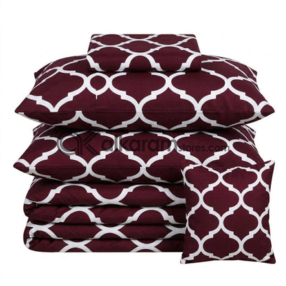 7pc Cotton Comforter Set Red Moroccan