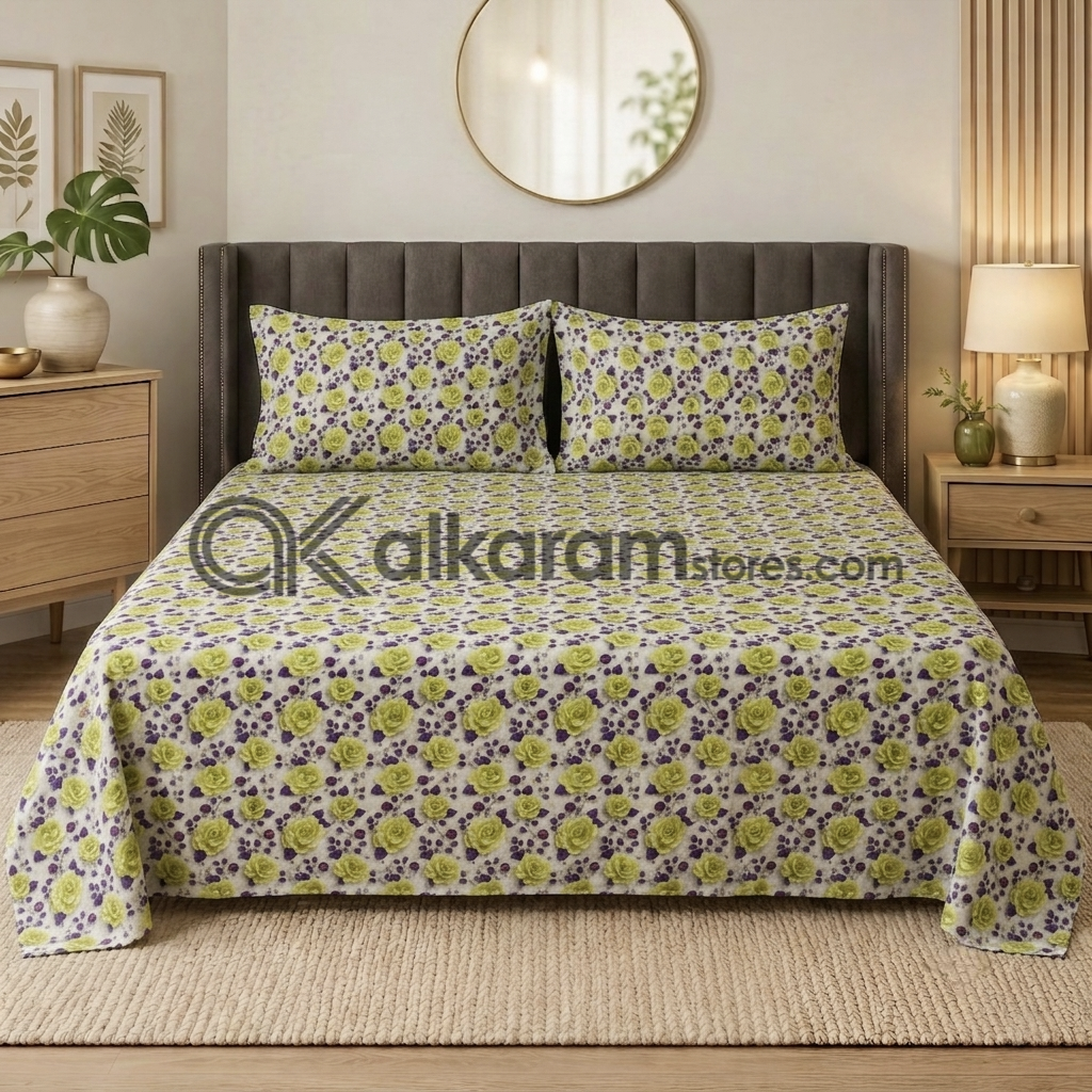 Pure Cotton 3pc Bedsheet Citrus Bloom