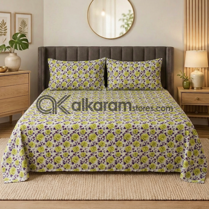Pure Cotton 3pc Bedsheet Citrus Bloom