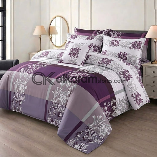 7pc CottonComforter Set Purple Berry
