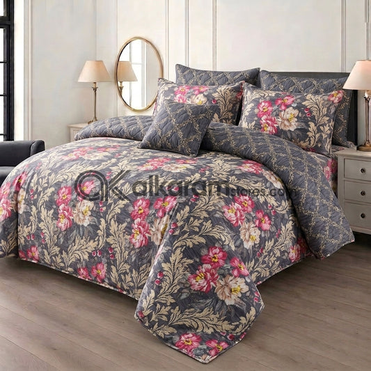 7pc Cotton Comforter Set Grey Pearl