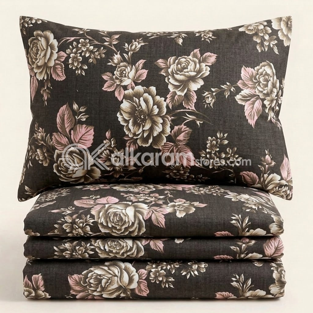 Crystal Cotton 3pc Bedsheet Black Victorian