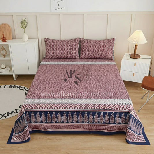 Crystal Cotton 3pc Bedsheet Dusty Rose