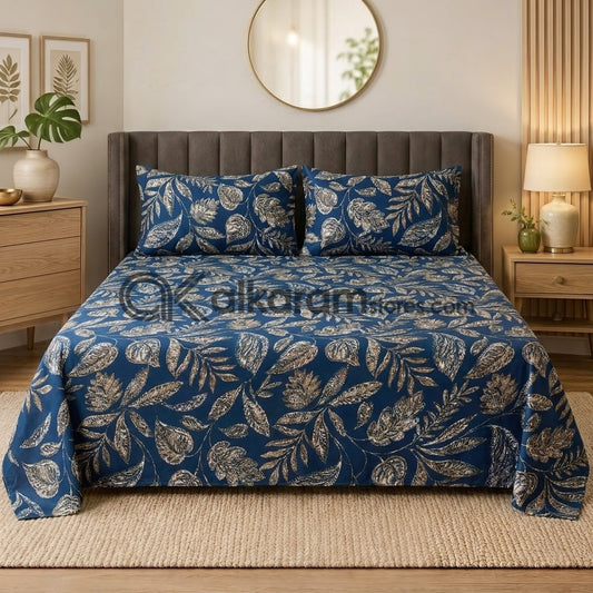 Crystal Cotton 3pc Bedsheet Blue Fern
