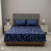 Cotton Frill 3pc Bedsheet Purple Hollyhock