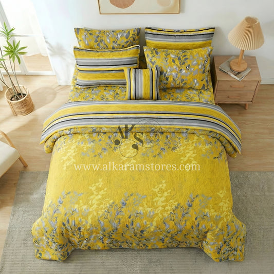 7pc Cotton Comforter Set Golden Tree