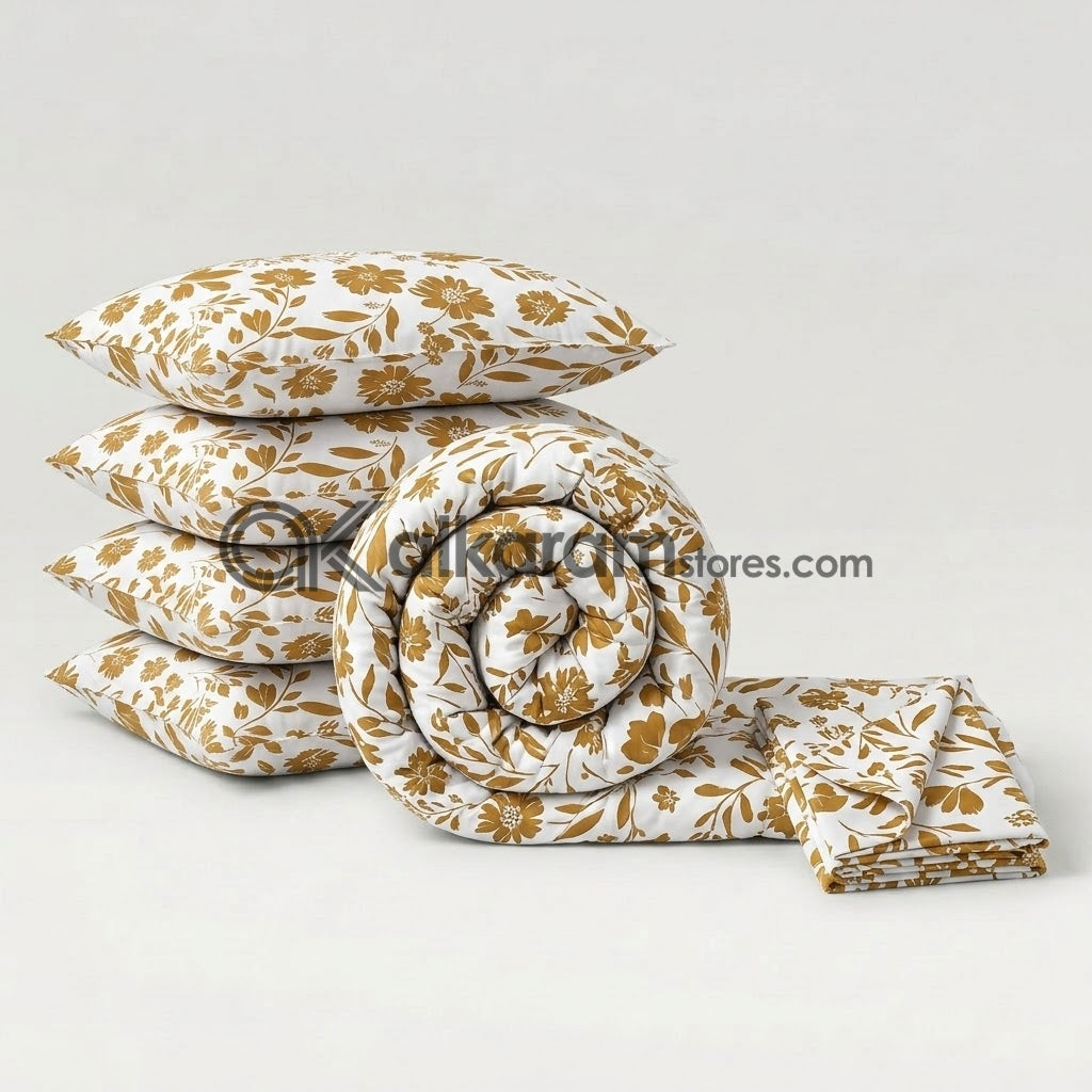6 PC's Pure Cotton Comforter Set Sunlight Vine