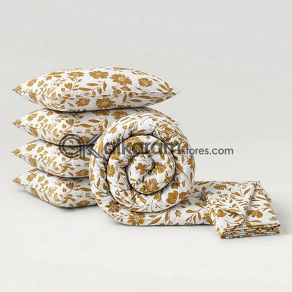 6 PC's Pure Cotton Comforter Set Sunlight Vine