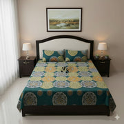 Crystal Cotton 3pc Bedsheet Green Medallion