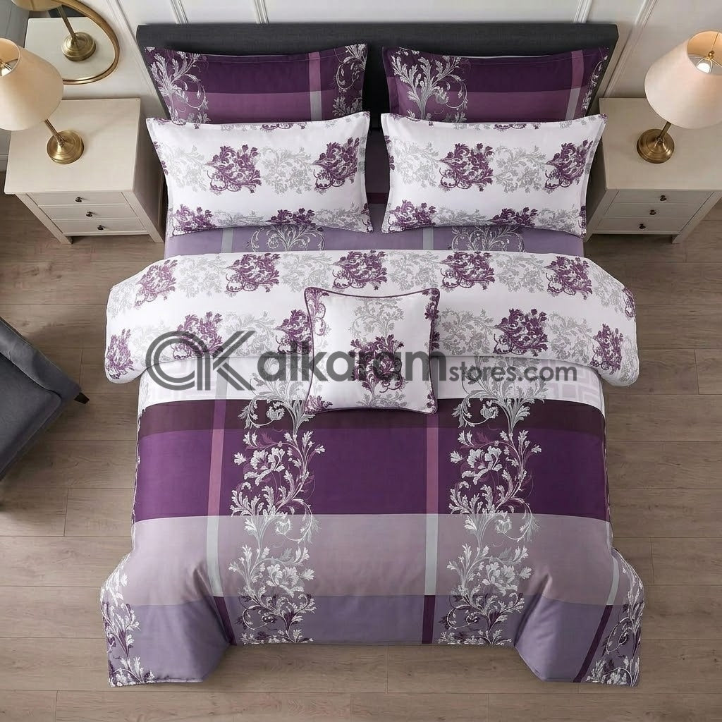 7pc CottonComforter Set Purple Berry