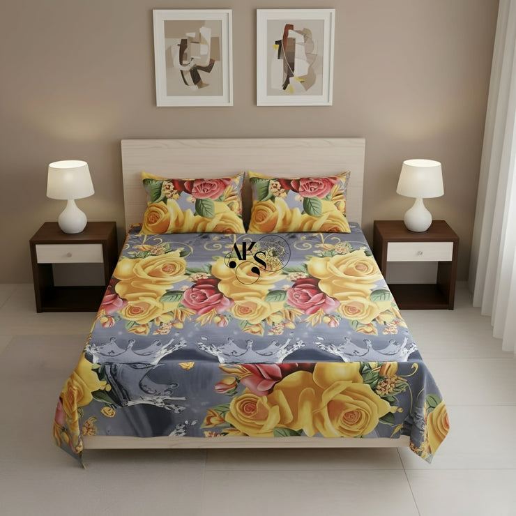 Crystal Cotton 3pc Bedsheet Yellow Drops