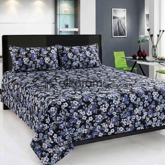 Pure Cotton 3pc Bedsheet Shadow Bloom