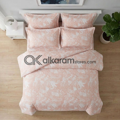 6 PC's Pure Cotton Comforter Set Peach Palm