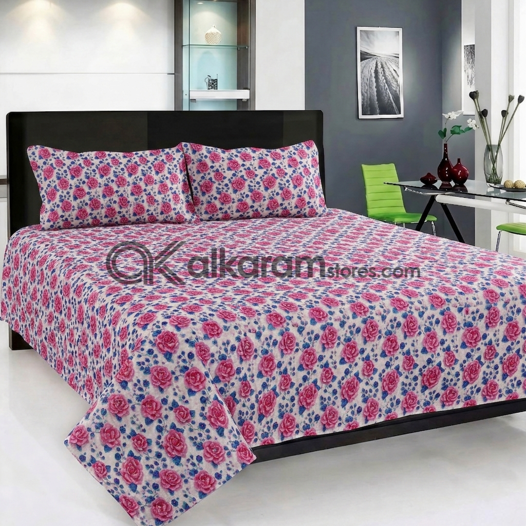 Pure Cotton 3pc Bedsheet Rose Blush