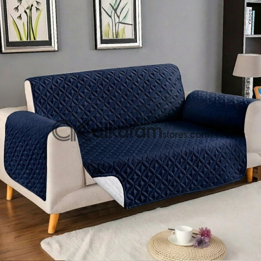 Quilted Navy Blue Sofa Cover