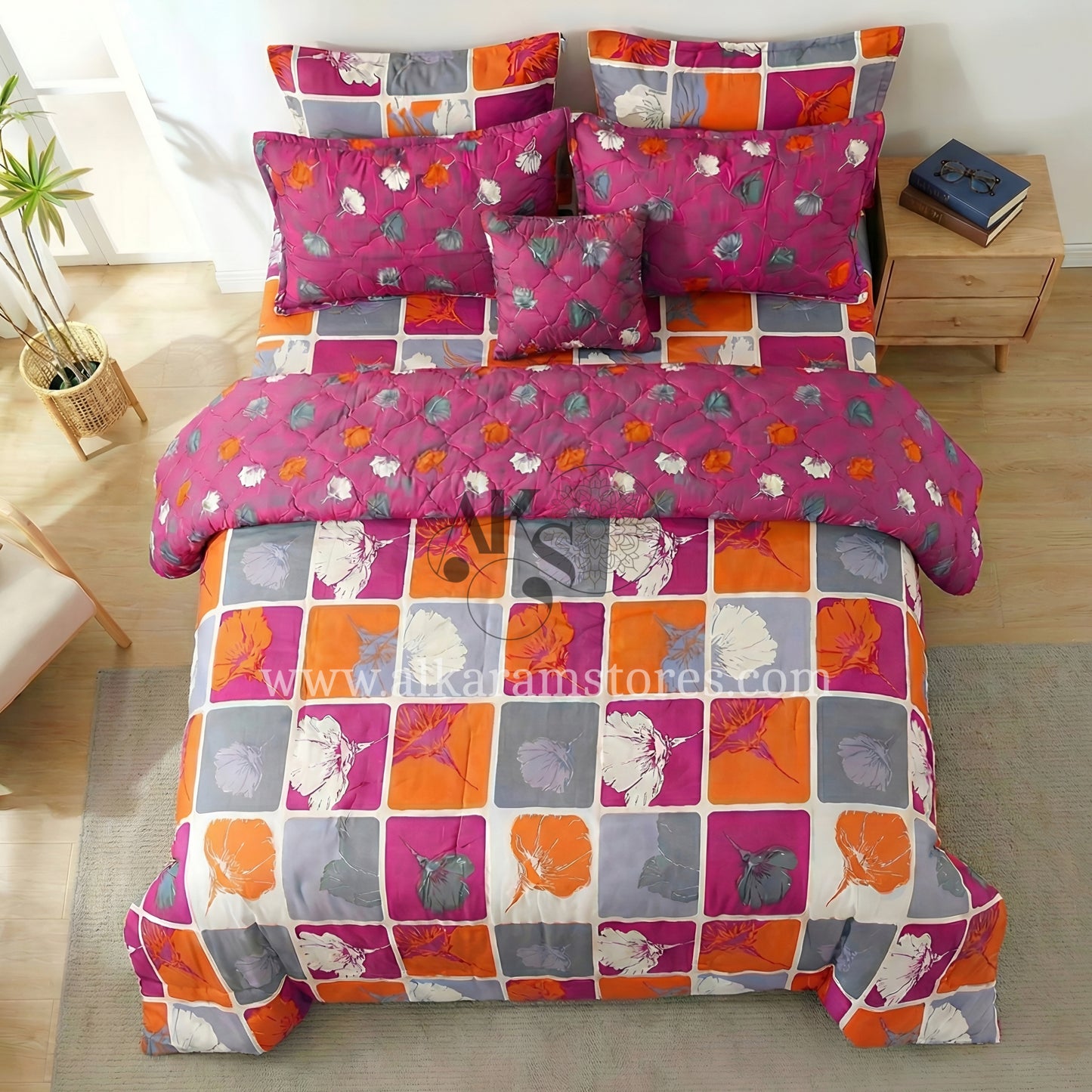 7pc Cotton Comforter Set Polca